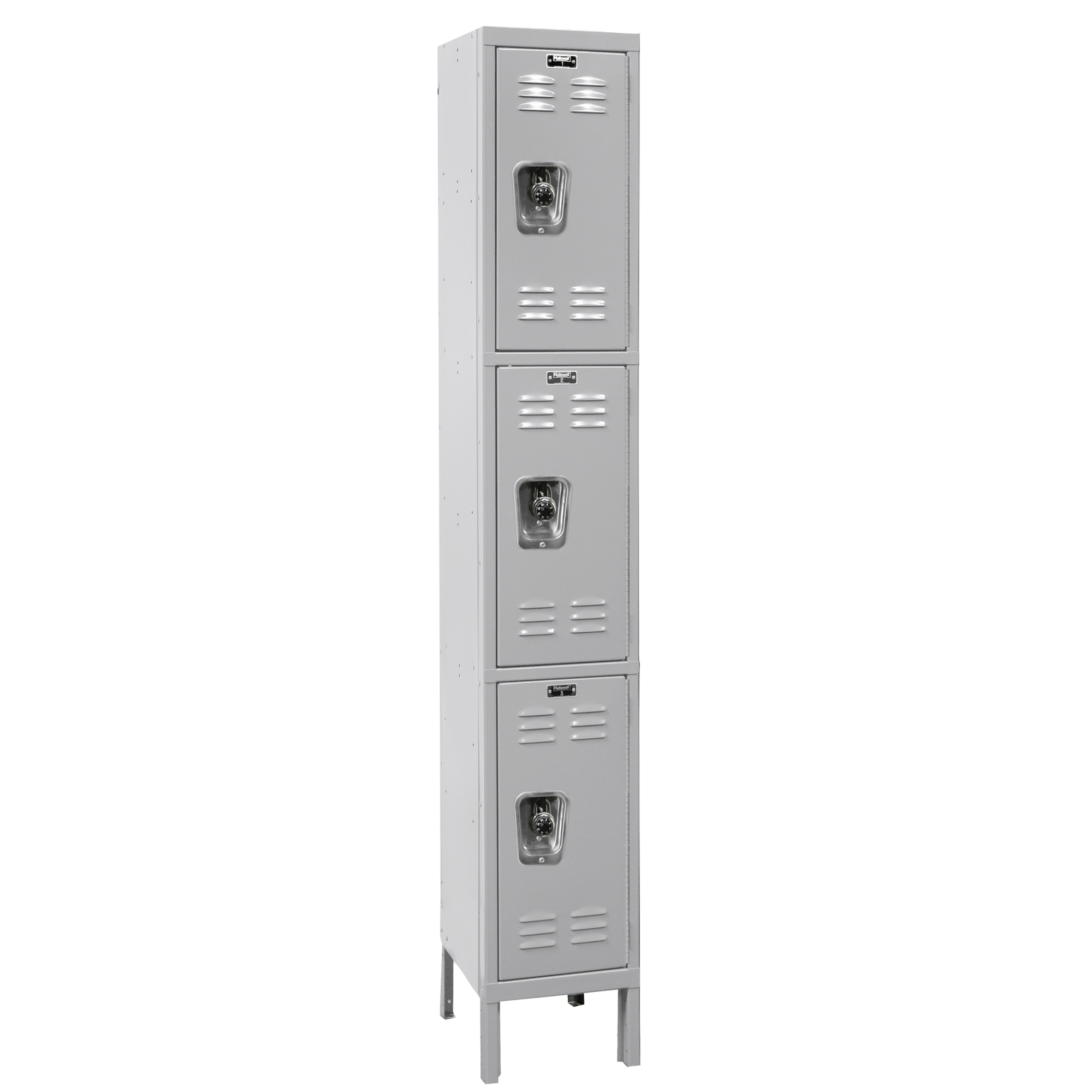 Hallowell, Triple Tier ReadyBuilt Locker, Height 78 in, Width 12 in, Color Gray, Model# URB1258-3A-PL